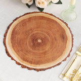 Efavormart 6 Pack | 13" Rustic Natural Wood Slice Design Disposable Serving Trays, Round Farmhouse Paper Charger Plates Efavormart.com