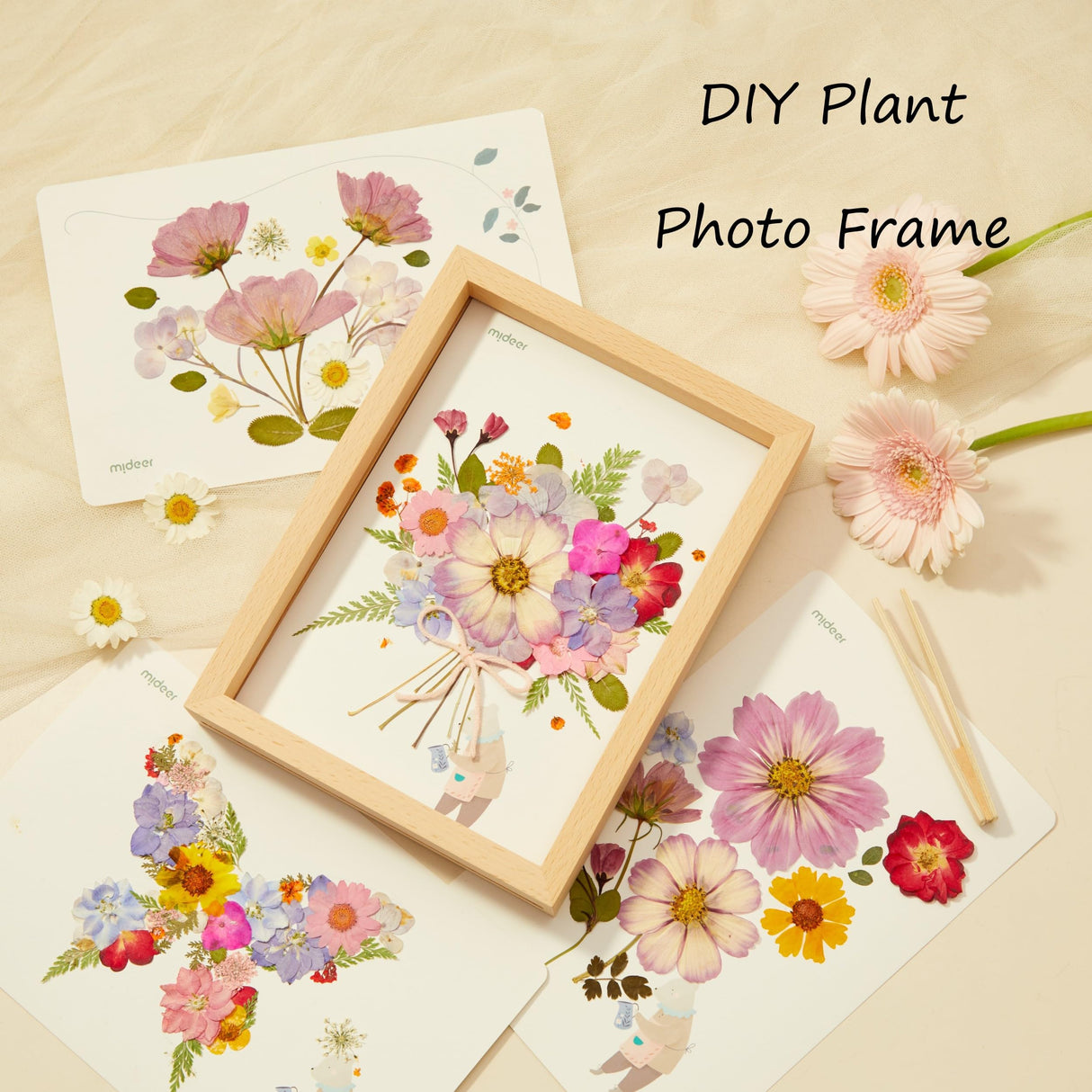 Happytime Flower Press Kit for Kids, Creativity Crafts DIY Plant Drying Set, Wooden Convenient to Carry, Gift for Boys and Girls Happytime