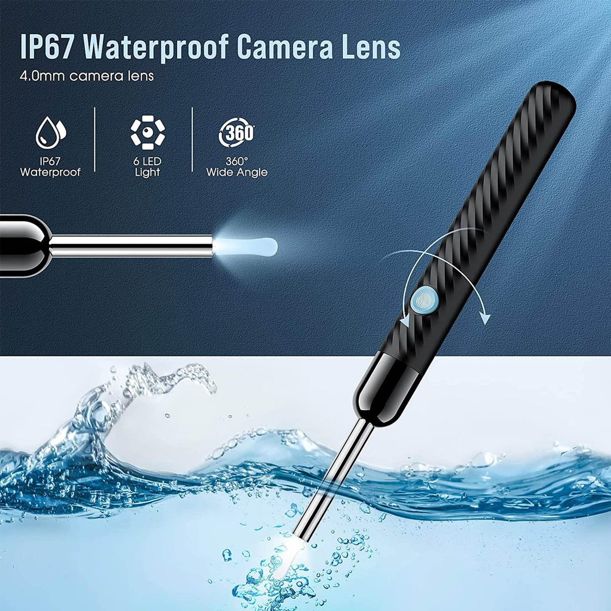 Ear Wax Removal - Earwax Remover Tool with 8 Pcs Ear Set - Ear Cleaner with Camera - Earwax Removal Kit with Light - Ear Camera with 6 Ear Spoon - Ear Cleaner for iOS & Android (Black) LEIPUT