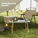 WOHOMO Folding Coffee Table White Small Coffee Tables for Living Room Portable Simple Modern Center Table for Small Spaces, No Assembly, 31.5 * 15.7 * 17.7IN, White Htp WOHOMO