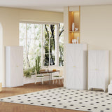 65" Tall Kitchen Cabinet,Food Pantry Cabinets with Doors and Adjustable Shelves,White Metal Storage Cabinets,Large and Portable Arganization Cabinet for Pantries Kitchen Living Room Bathroom Vaernevy