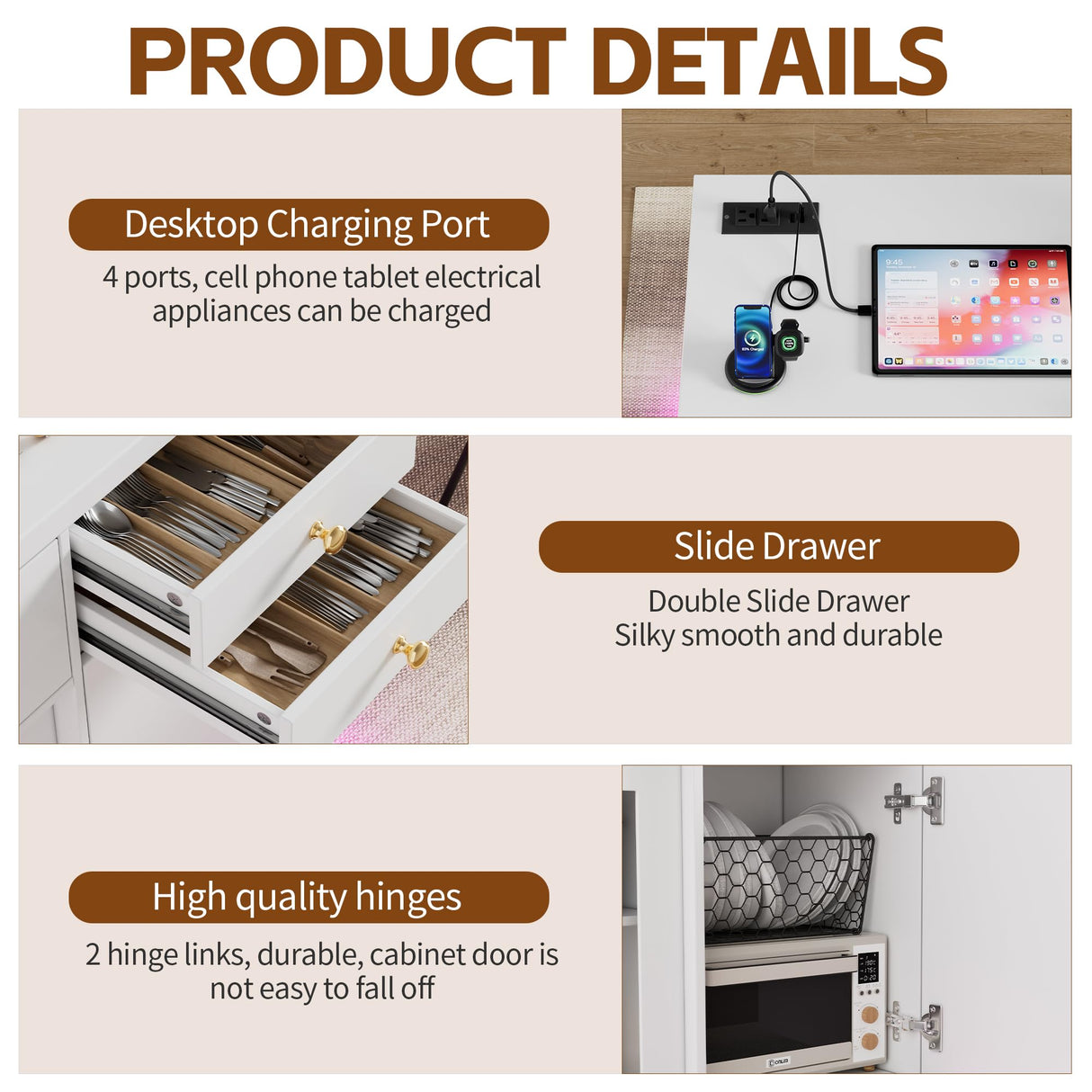 PAKASEPT Kitchen Island with Stationary Dining Table, 78.7" Storage Islands with LED Light, 4 Drawers, Open Shelves, 1 Cabinet, Power Outlet, Breakfast Bar Counter - Kitchen Table Coffee Bar PAKASEPT