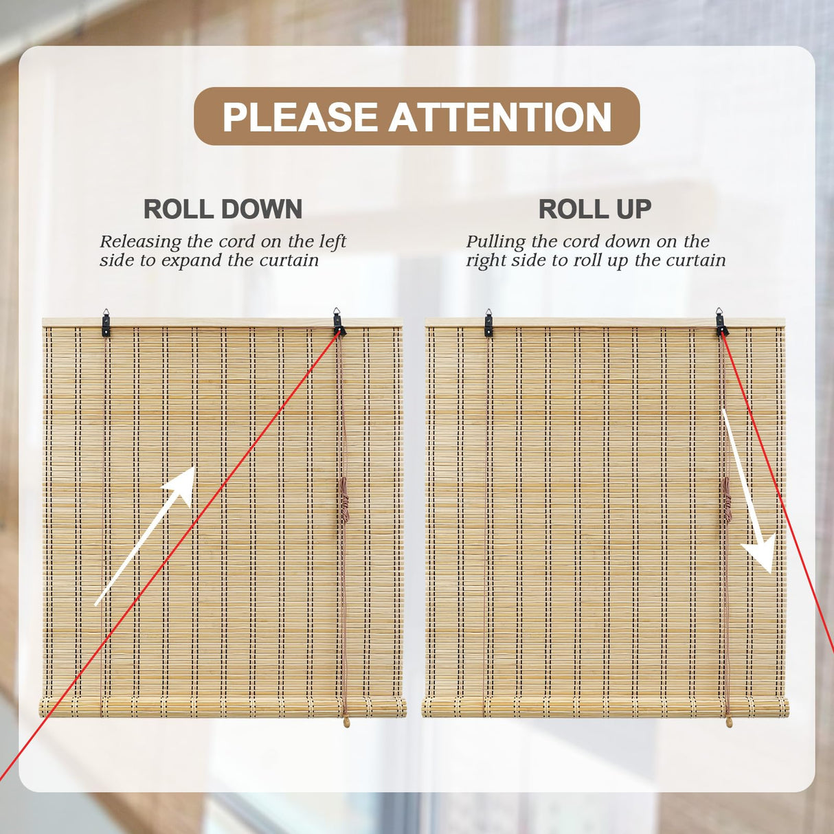 ORNDSDM Custom Bamboo Blinds - Indoor & Outdoor Shades for Windows, Patio, Balcony & Courtyard ORNDSDM