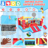 WHUBEFY Bounce House, Large Inflatable Obstacle Bouncy House with Big Jumping Area for Kids 3-12, Double Basketball Hoops & Bouncer Slides, Ball Pits, Throw Ball Game, Jump House 550W Blower Included Whubefy