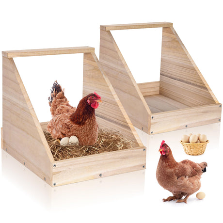 Nesting Boxes for Chickens, 2 Pack Wooden Chicken Nesting Box for Laying Eggs POMINEL