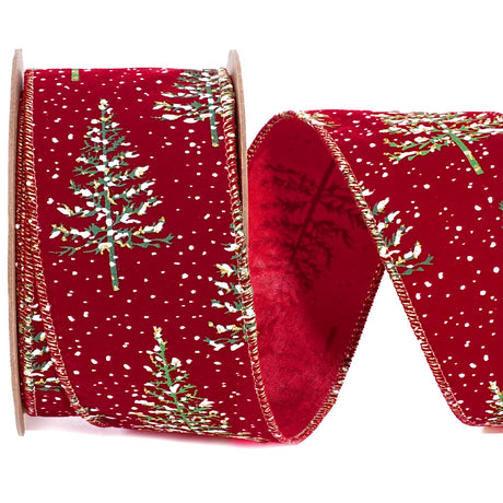 LaRibbons Red Christmas Ribbon Wired, 2.5 Inch x 10 Yard Snowy Red Christmas Tree Ribbon for Gift Wrapping, Christmas Tree Decoration, Crafts Wreath LaRibbons