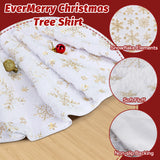 EverMerry Christmas Tree Skirt, 36 inches White Luxury Christmas Tree Skirts with Snowflake, Xmas Tree Skirt Decorations for Christmas New Year Party Decor EverMerry