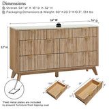 T4TREAM Fluted 7 Drawers Dresser, 54" Wide Modern Chest of Drawers with Faux Marble Top, Curved Profile Design, Dresser TV Stand, Wood Drawer Organizer for Bedroom, Living Room, Hallway, Natural Oak T4TREAM