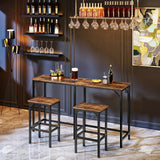 HOOBRO 63" Long Narrow Bar Table, Rectangular or L-Shaped Assembly Counter Height Bar Table, Vintage Industrial Style, for Living Room, Kitchen, Dining Room, Rustic Brown and Black BF69BT01 HOOBRO