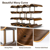 TRUDING Countertop Wine Rack - 14 Bottle Freestanding Wine Bottle Holder Stand - 4 Tier Wooden Wine Storage Rack - Wavy Wine Organizer for Cabinet Pantry Home Kitchen Bar (Walnut) TRUDING