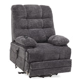 DYNOX 400lbs Lift Chairs for Big & Tall Seniors Power Lay Flat Recliner Oversized Lift Sofa with Heat Massage Electric Lift Recliner Chair Bed, Extended Footrest(9205L,Chenille,Grey) DYNOX