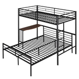 Heavy Duty Bunk Beds Twin Over Full Size, Twin Over Full Bunk Bed with Desk and Side Ladder, L Shaped Bunk Bed Can Be Divided Into One Full Size Bed Frame and One Twin Loft Bed with Desk, Black Bellemave