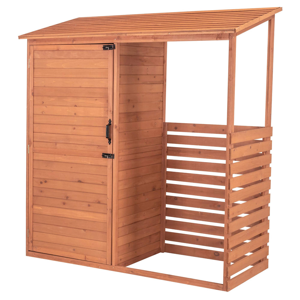 Leisure Season CFS7181 Combination Firewood and Storage Shed - Brown - Outdoor Garden Cedar Box with Shelves, Roof, Doors - Large Yard Lumber Lockers - Patio, Backyard, Deck, Organizer -Fast Assembly Leisure Season