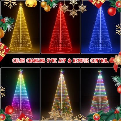 Led Outdoor Christmas Tree, 16ft Prelit Christmas Tree, Smart Outside Christmas Tree Light Show App Control with 1008 LED Lights Color Changing Sync APP & Remote Control Christmas Tree Lighting