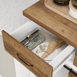 HOSTACK Farmhouse Coffee Bar Cabinet, Sideboard Buffet Cabinet with Drawers and Shelves, Sliding Barn Door Storage Cabinet for Kitchen, Living Room, Dining Room, Entryway, White and Rustic Brown HOSTACK