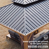 Kozyard Apollo 12’x16’ Hardtop Gazebo, Wooden Coated Aluminum Frame Canopy with Galvanized Steel Double Roof, Outdoor Permanent Metal Pavilion with Netting for Patio, Deck and Lawn (12ft x 16ft) Kozyard