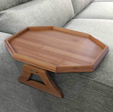 Xchouxer Side Tables Natural Bamboo Sofa Armrest Clip-On Tray, Ideal for Remote/Drinks/Phone Xchouxer