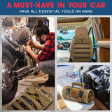 BAQRAXIA Tool Bag, Roll Up Small Tools Box Storage, Tool Gifts for Men Dad Husband Grandpa Him Birthday, Heavy Duty Tool Organizer with 2 Detachable Tool Pouch BAQRAXIA