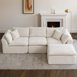 Oversized Cloud Couch Sectional for Living Room - 4 Seater Modular Sectional Sofa with Ottoman Convertible L/U Shaped Boneless Design Warm Couches & Sectionals MastonHome