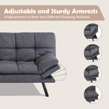 Hcore Convertible Futon Bed,Gray Memory Foam Loveseat Small Euro Lounger Sofa for Compact Living Spaces,Apartment,Dorm,Studio,Guest Room,Home Office/Cushion, Fabric, French Grey Hcore