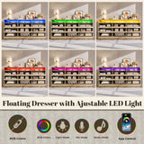 STIKELY 9 Drawer Dresser for Bedroom with Power Outlet and LED Light, Dresser Chest of Drawers for Closet, Modern Dressers Organizer Cabinet for Living Room, Entryway, Hallway STIKELY