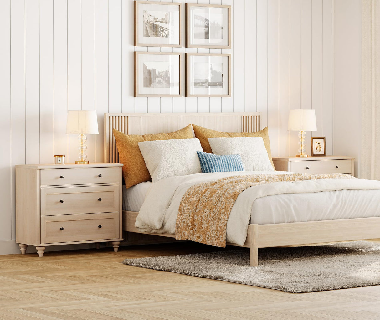 WAMPAT Dresser for Bedroom with 3 Drawers, Kids Dressers with Wide Chest of Drawers, Mid Century Modern Wooden Closet Storage Organizer, Small Dressers for Nursery, Hallway, Living Room, Light Oak WAMPAT