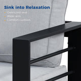 Wisteria Lane Patio Furniture Aluminum Sofa, All-Weather Outdoor 3 Seats Couch, Black Metal Chair with Light Grey Cushions Wisteria Lane