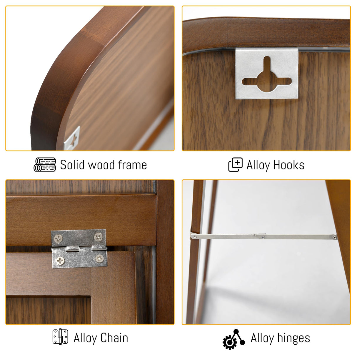 LVSOMT 63"×22" Solid Wooden Full Length Mirror, Wood Full Body Mirror, Large Standing Floor Mirror, Stand-up or Wall-Mounted, Dressing Mirror for Bedroom, Rustic Mirror, Walnut LVSOMT