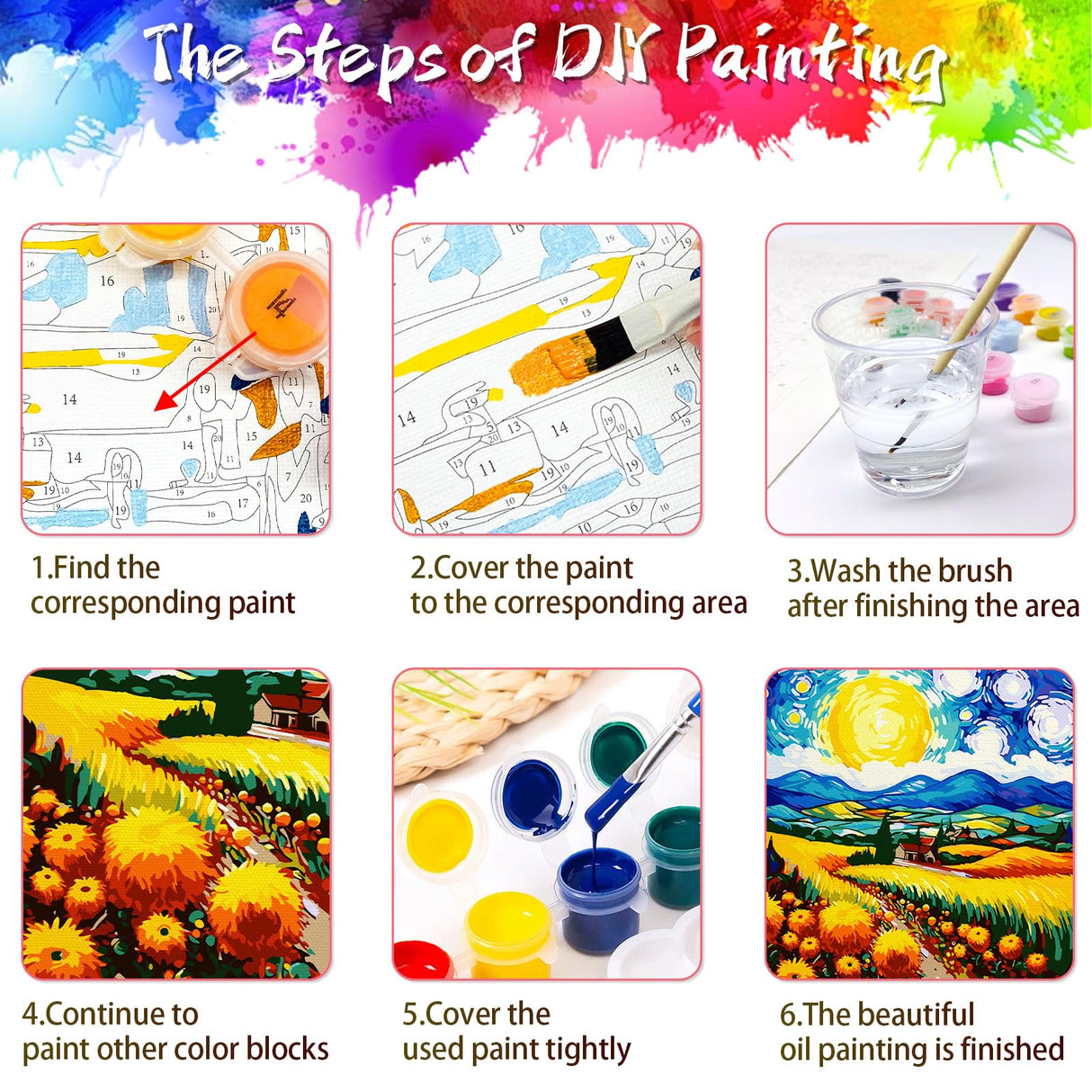 ZTOTZ Paint by Numbers Kit for Adults Countryside,Field Paint by Numbers Landscape, Landscape Paint by Numbers Kits Suitable for Home Wall Decoration 16x20 Inch(Sunflower Field) ZTOTZ