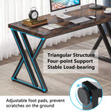 LITTLE TREE 55 Inch Large Simple Industrial Computer Desk Study Writing Table Home Office Workstation,Rustic Brown LITTLE TREE