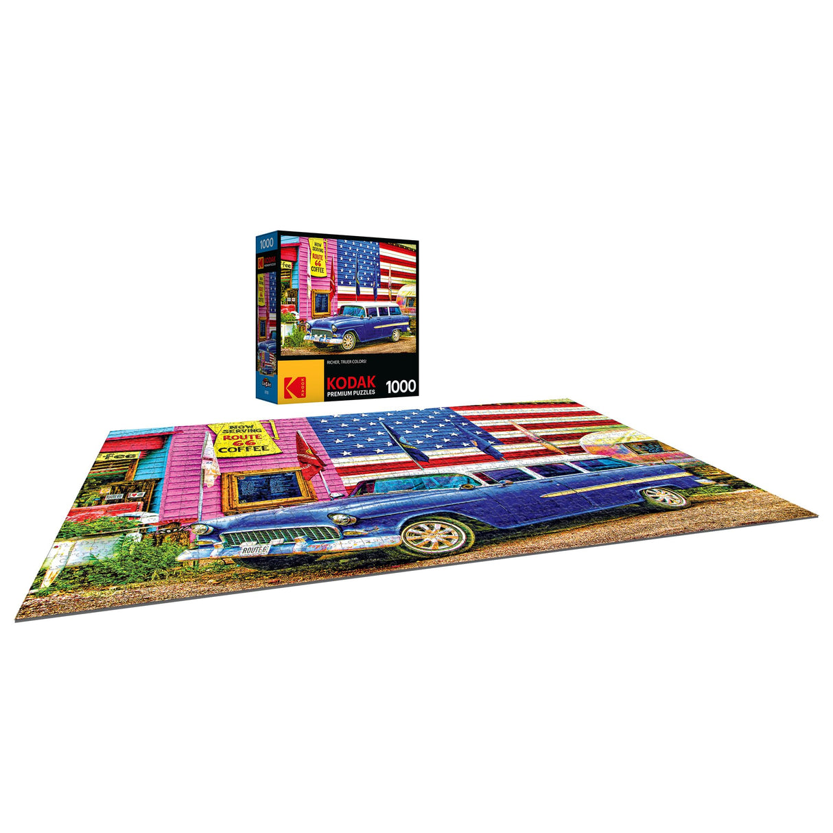 RoseArt - Kodak Premium - Route 66-1000 Piece Jigsaw Puzzle for Adults RoseArt
