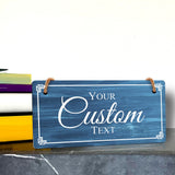 Signs ByLITA Customizable 5 x 10” Decorative Border Hanging Wall or Door Sign | Rustic Twine | Stylish Personalized Greeting Sign | Home or Business Personalized Signage Signs ByLITA