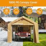 GAOMON 10x20 Ft Carport Heavy Duty Canopy, Portable Garage with Removable Sidewalls Doors & Windows, All Season Waterproof Tarp Outdoor Storaeg Shed for Car Truck Boat Party, Khaki GAOMON