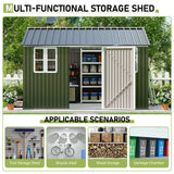 Vanacc 12x10.3x8.1 FT Galvanized Steel Outdoor Storage Shed with a Lockable Hinged Door and 2 Windows, Metal shed for Garden, Backyard, Dark Grey/White VanAcc