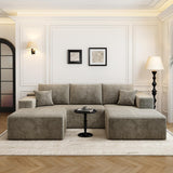 107.5"Cloud Modular Sectional Couch with 1 Ottoman,Modern Minimalist Upholstered Couches, Comfort U Shaped Sofa for Living Room,Deep Seat Corner Couch，No Assembly Required (Camel,Right Facing Chaise) Settab