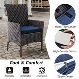 Kullavik 10-Piece Outdoor Dining Set Patio Rattan Furniture Set,Patio Dining Table and Chairs Set with 8 Chairs and Cushions,Square Glass Tabletop with Umbrella Hole for Patio,Backyard,Garden,NavyBlue Kullavik