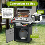 NUUK Grill Carts Outdoor with Enclosed Cabinet and Storage Drawer, Portable Patio Bar Cart with Wheels Stainless Steel Kitchen Storage Island 20" x 30" Rolling Prep Station for BBQ, Deck, Backyard NUUK