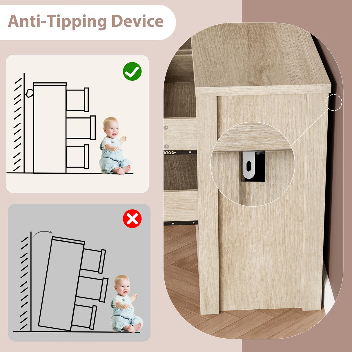 GarveeHome 6 Drawer Dresser for Bedroom, Wide Wood Chest of Drawers Handle Free, Large Modern Dresser Storage Cabinet for Living Room, Hallway Entryway GarveeHome