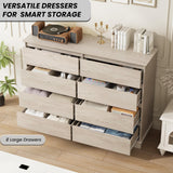 8 Drawer Dressers for Bedroom, Chest of Drawers with Deep Drawers, Large Double Dresser for Closet with Wide Top, Horizontal Wooden Dresser for Living Room, Hallway, Kids Room, Oak GarveeHome