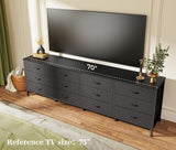Huuger 70 Inch Black Dresser for Bedroom, TV Stand for 65, 75, 80 Inch TV, 12 Fabric Drawer Long Dresser, Wide Chest of Drawer, Storage Units for Living Room Huuger