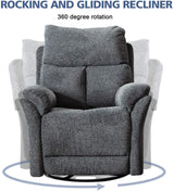 ANJ Swivel Rocker Recliner Chair, Manual Fabric Glider Nursery Recliner Chair, Single Rocking Modern Sofa Home Theater Seating for Living Room, Nursery (Dark Gray) ANJ