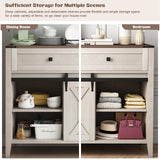 GlouMod Farmhouse Dresser for Bedroom, Sliding Barn Door Dresser with 4 Drawers Dresser Wood, White Dresser & Chest of Drawers, Kids Dresser TV Stand 47" GlouMod