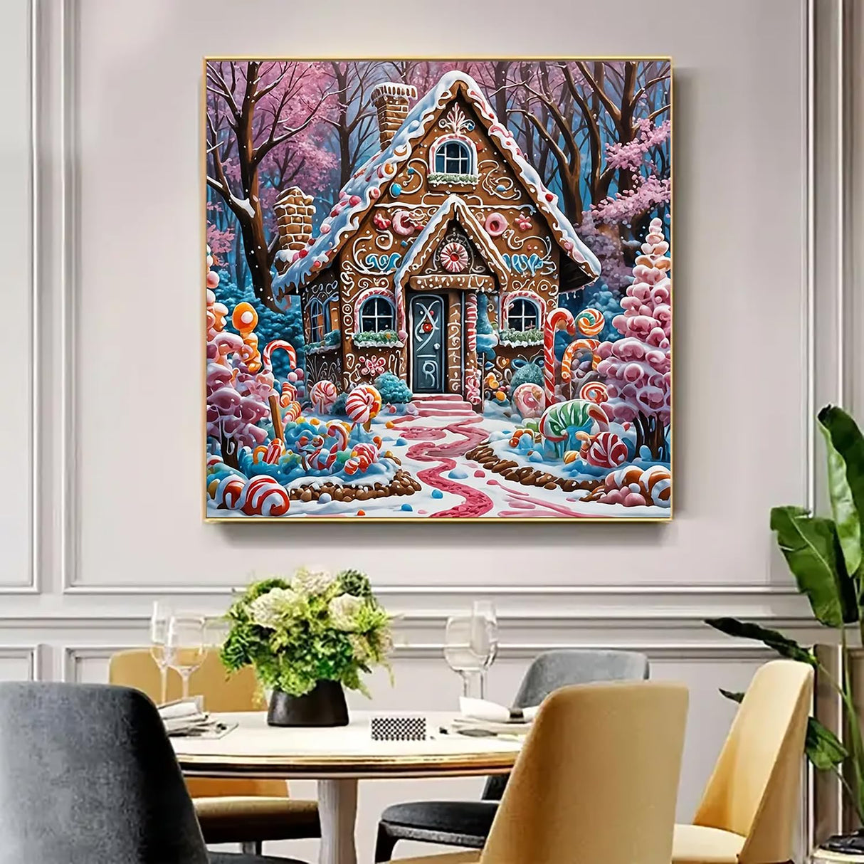 VCLKDIY Winter House Tree Diamond Art Kits for Adults, 5D Diamond Painting Kits for Adults Beginners, DIY Full Round Drill Diamond Dot Painting Gem Art Kits for Adult, Home Wall Decor 13.8x13.8 Inch VCLKDIY