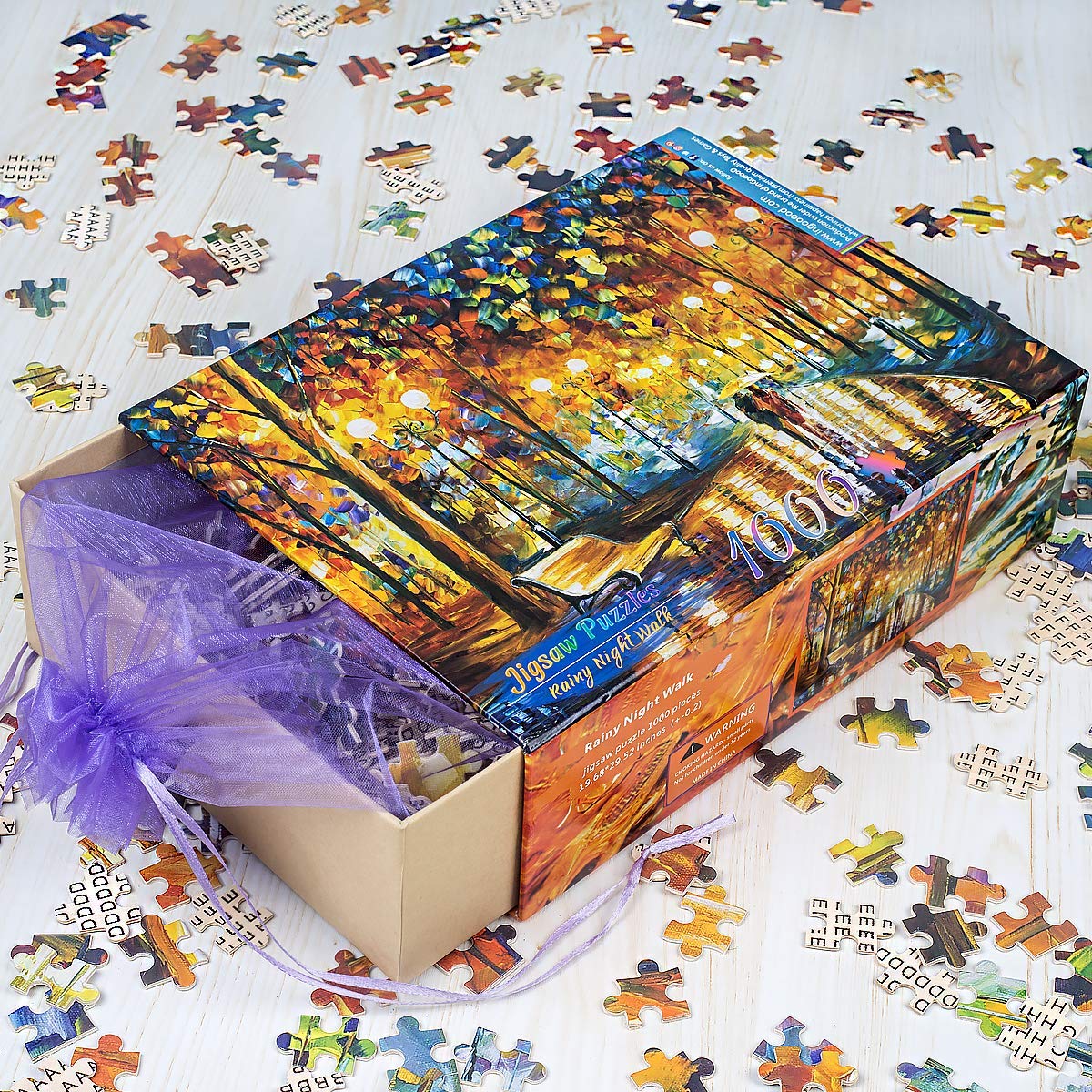 Ingooood Rainy Night Walk Wooden Puzzle 1000 Pieces Ingooood
