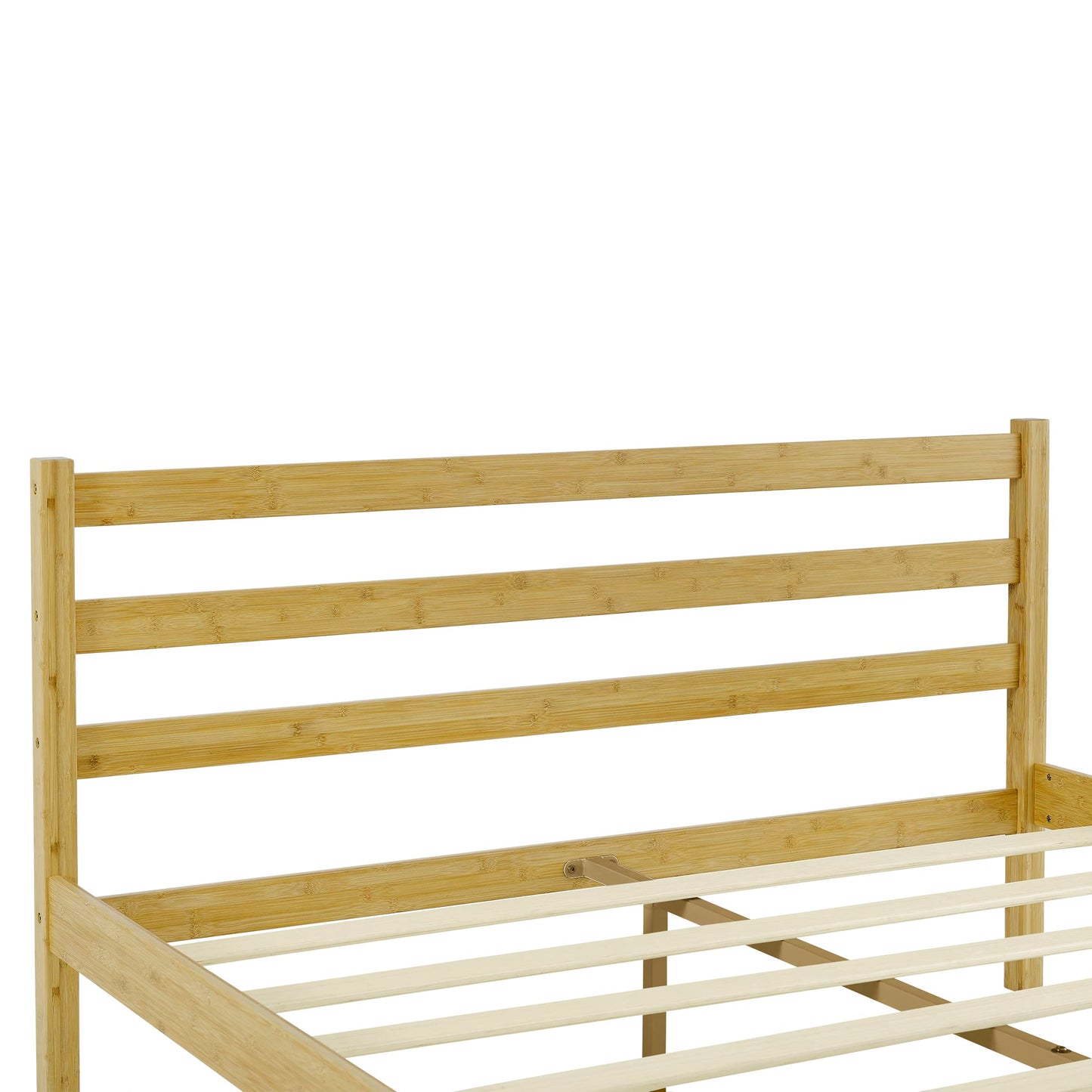 MUSEHOMEINC Classic Bamboo Queen Platform Bed Frame with Headboard for Bedroom, Strong Wood Slat Support, No Box Spring Needed, Easy Assembly, Natural (Queen)