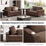 COPIAE 2 Seater Sofa Couch with Deep Seat, 64" Modern Upholstered Loveseat Sofa with Armrests, Easy Installation, Comfy Couches for Living Room, Apartment,Dark Brown COPIAE