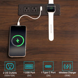 HOMMPA Rustic Brown Nightstand with Wireless Charging Station Walnut Wood LED Bedside Table with 3 Drawers End Table Smart Nightstand USB with Led Light Tall Night Stand with Open Shelf for Bedroom HOMMPA