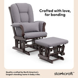 Storkcraft Tuscany Custom Glider and Ottoman with Free Lumbar Pillow (Espresso/Slate Gray Swirl) - Cleanable Upholstered Comfort Rocking Nursery Chair with Ottoman Storkcraft