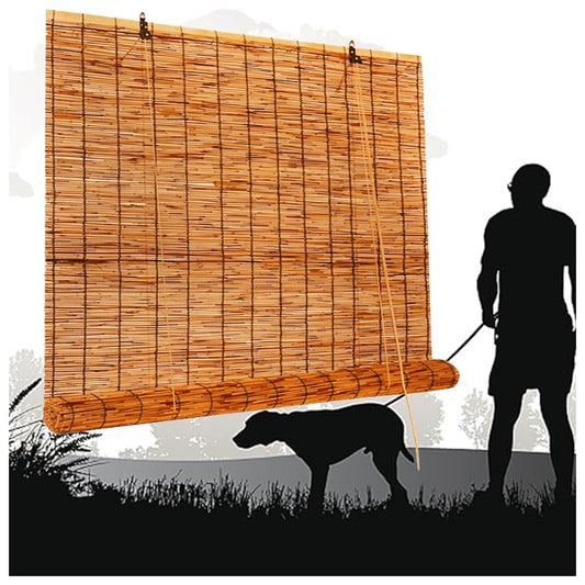 Waterproof Bamboo Roman Blinds for Indoor/Outdoor Patio, Reed Roller Shades Privacy Protection Porch Blackout Roll-up Bamboo Windows Curtain with Lifter, Cordless 24" 30" 36" 42" 48" 60" 72" (Size :