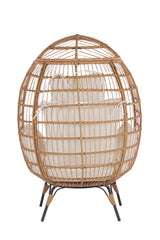 LUMISOL Wicker Egg Chair, Patio Rattan Swivel Chair Rocker Patio Chair, Oversized Indoor Outdoor Lounger for Patio Backyard Balcony w/ 5 Cushions, Egg Chair with Stand, Beige LUMISOL